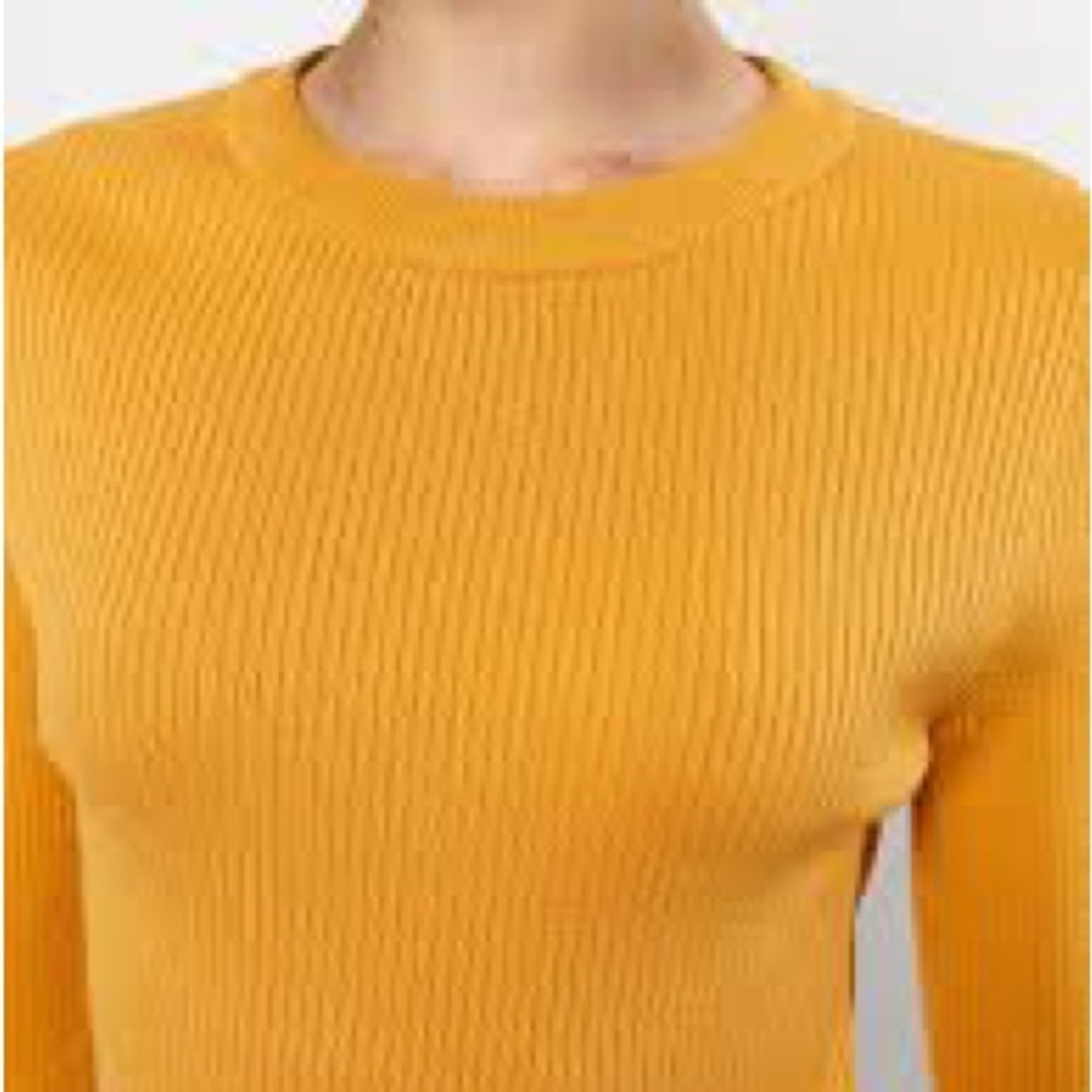 Twik Women’s Yellow Cropped Ribbed Knit Top size Large - Picture 4 of 4